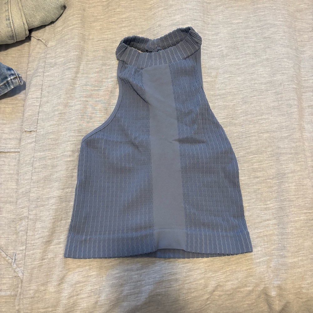 Free People Ribbed Blue Tank Top